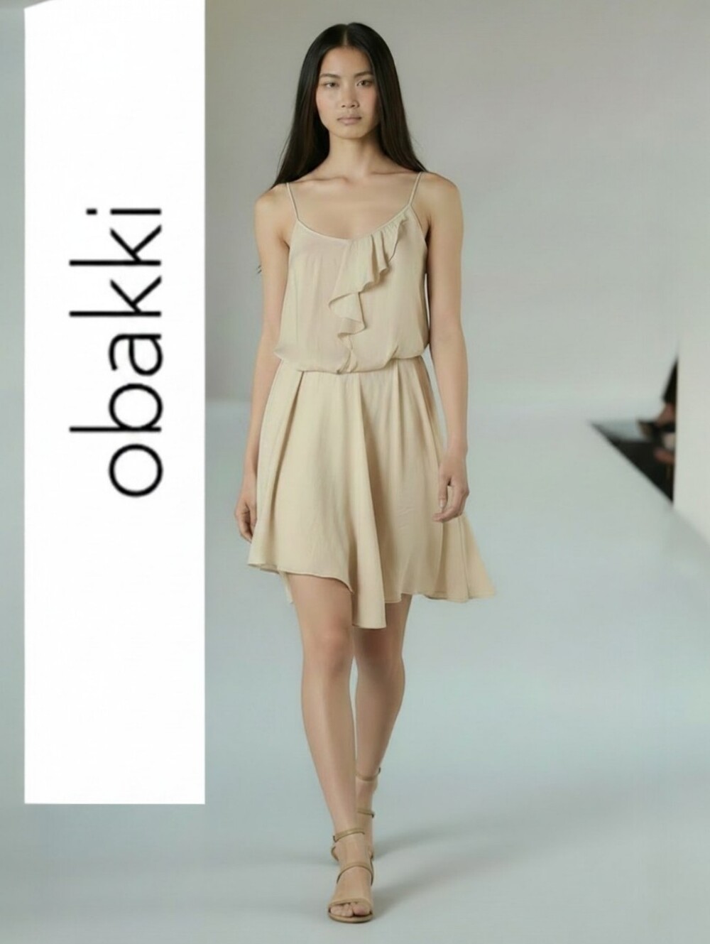 Obakki Fluid Silk Cream Ruffle Ethereal Asymmetric Flowy Runway Fairy Dress 2
